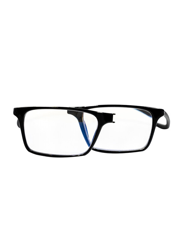 

Clicktec Full-Rim Rectangular Black Magnetic Reading Glasses with Blue Control Unisex, Transparent Lens