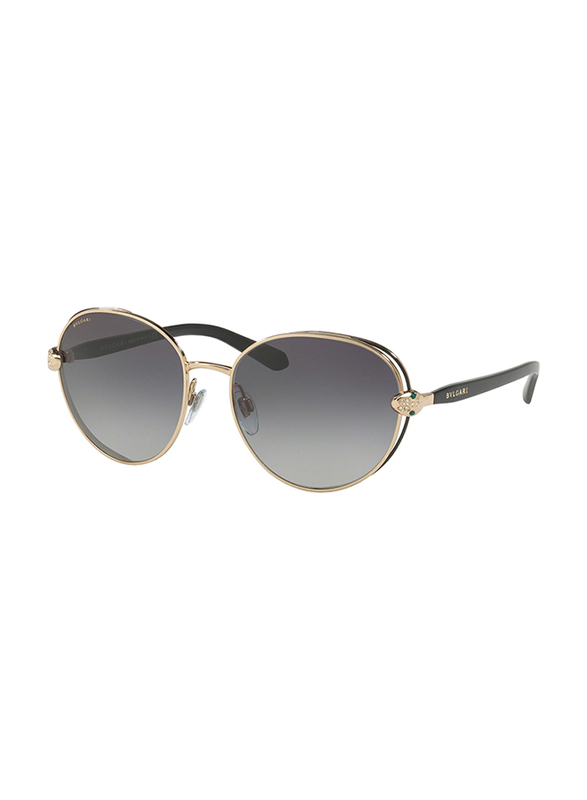 Bvlgari Full Rim Round Black/Gold Sunglasses for Women, Grey Gradient Lens, BV6087B-20238G, 57/17/140
