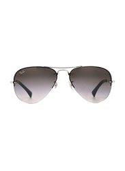 Ray-Ban Half-Rim Aviator Silver Sunglasses Unisex, Grey Gradient Lens, RB3449-003/8G, 59/14/135