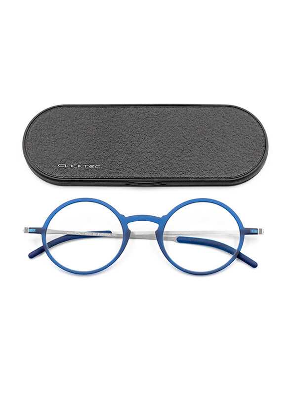 

Clicktec Full-Rim Round Blue Reading Glasses Unisex, Transparent Lens