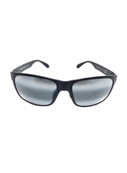 Maui Jim Polarized Full Rim Rectangle Black Sunglasses Unisex, Grey Lens, MJ-432, 59/17/140