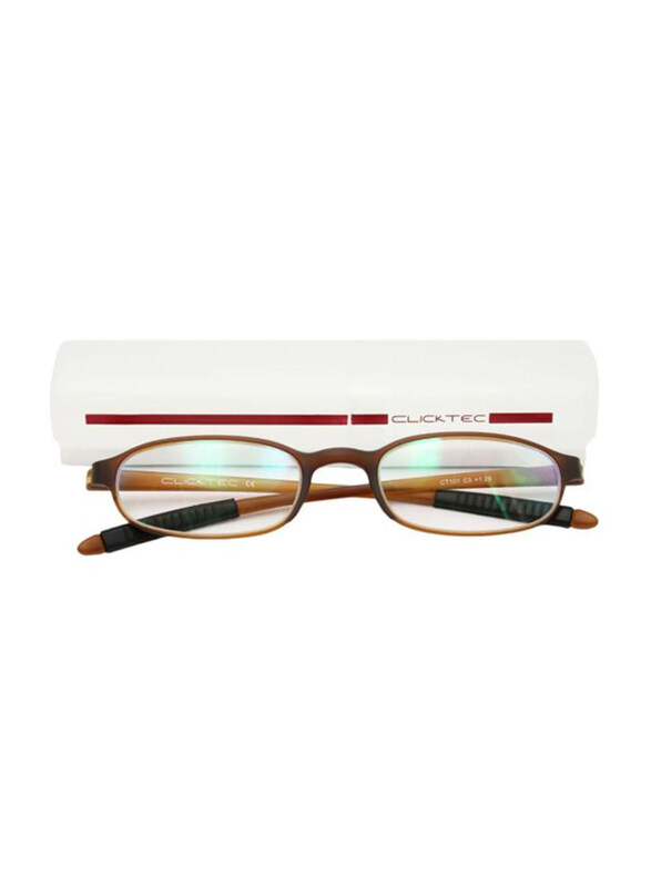 

Clicktec Full-Rim Rectangular Brown Reading Glasses Unisex, Transparent Lens