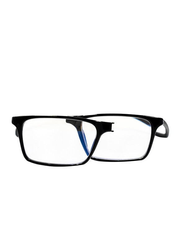 

Clicktec Full-Rim Rectangular Black Magnetic Reading Glasses with Blue Control Unisex, Transparent Lens