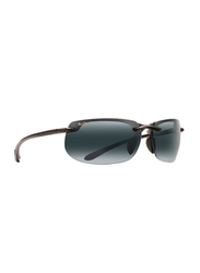 Maui Jim Polarized Full Rim Rectangle Black Sunglasses Unisex, Grey Lens, MJ-412, 70/17/130