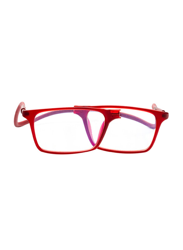 

Clicktec Full-Rim Rectangular Red Magnetic Reading Folding Glasses with Blue Control Unisex, Transparent Lens