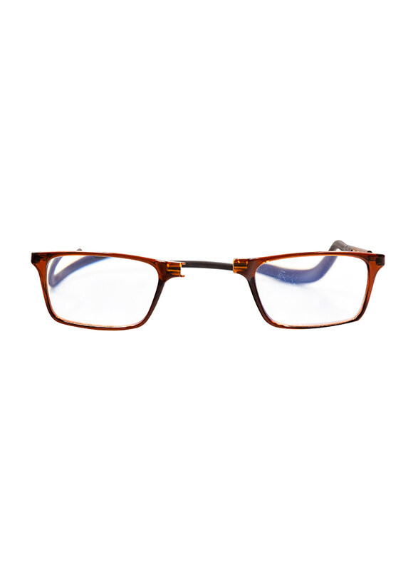 

Clicktec Full-Rim Rectangular Brown Magnetic Reading Folding Glasses with Blue Control Unisex, Transparent Lens