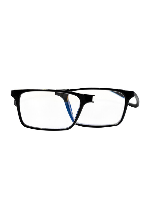 

Clicktec Full-Rim Rectangular Black Magnetic Reading Glasses with Blue Control Unisex, Transparent Lens