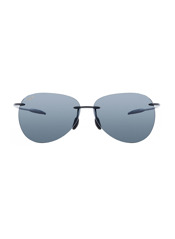 Maui Jim Polarized Rimless Aviator Black Sunglasses Unisex, Grey Lens, MJ-421, 62/12/127