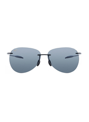 Maui Jim Polarized Rimless Aviator Black Sunglasses Unisex, Grey Lens, MJ-421, 62/12/127