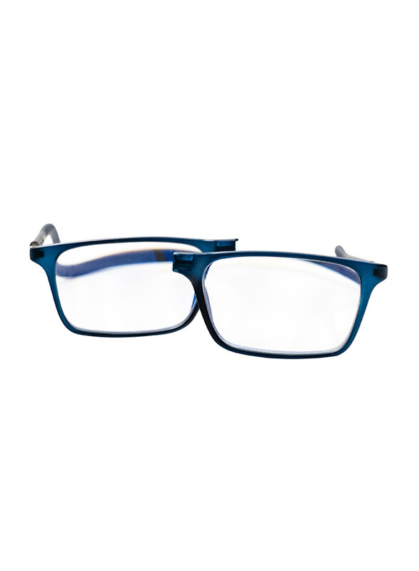 

Clicktec Full-Rim Rectangular Blue Magnetic Reading Folding Glasses with Blue Control Unisex, Transparent Lens