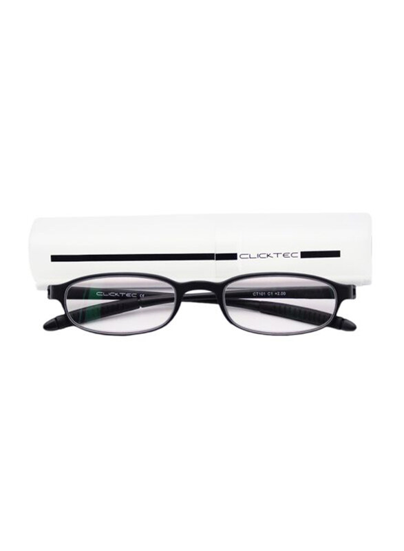 

Clicktec Full-Rim Rectangular Black Reading Glasses Unisex, Transparent Lens