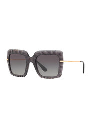 Dolce & Gabbana Full Rim Square Gold Grey Sunglasses for Women, Gradient Grey Lens, DG6111-504/8G, 51/22/135
