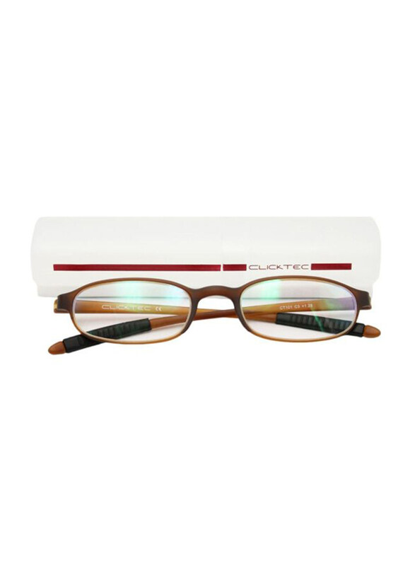 

Clicktec Full-Rim Rectangular Brown Reading Glasses Unisex, Transparent Lens