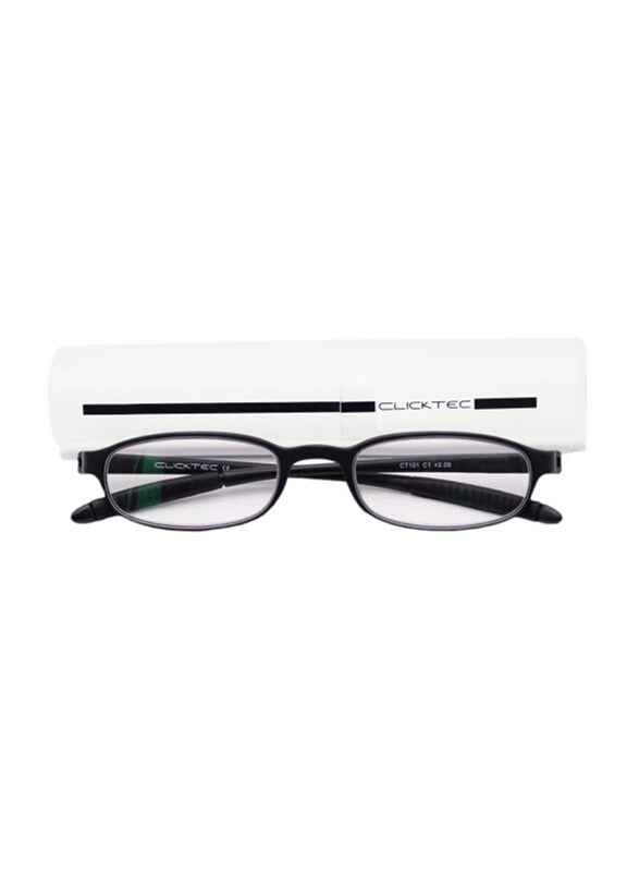 

Clicktec Full-Rim Rectangular Black Reading Glasses Unisex, Transparent Lens