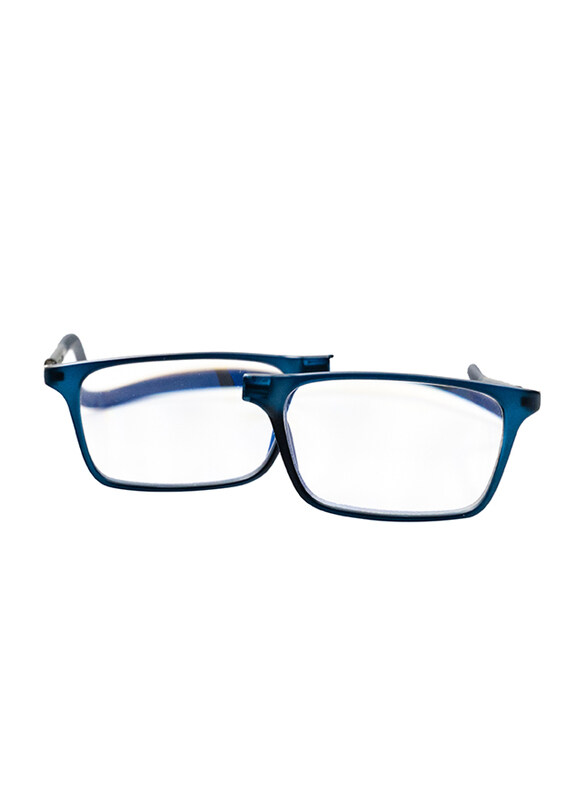 

Clicktec Full-Rim Rectangular Blue Magnetic Reading Folding Glasses with Blue Control Unisex, Transparent Lens