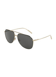 Dolce & Gabbana Full Rim Aviator Black/Pale Gold Sunglasses for Men, Black Lens, DG2166-130587, 61/14/140
