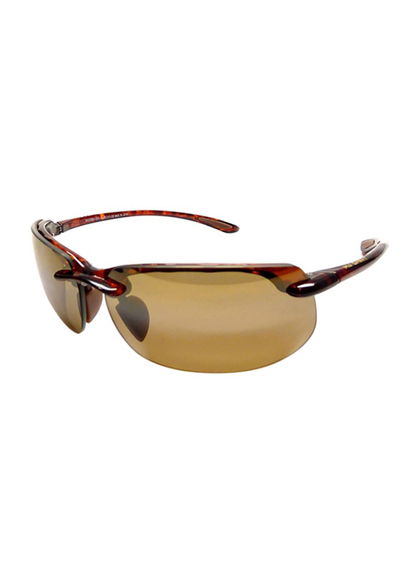 Maui Jim Polarized Full Rim Rectangle Tortoise Sunglasses Unisex, Brown Lens, MJ-H412, 70/17/130