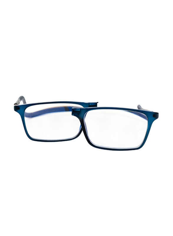 

Clicktec Full-Rim Rectangular Blue Magnetic Reading Folding Glasses with Blue Control Unisex, Transparent Lens