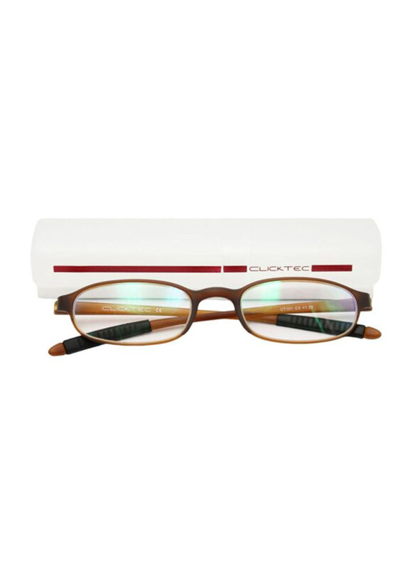 

Clicktec Full-Rim Rectangular Brown Reading Glasses Unisex, Transparent Lens