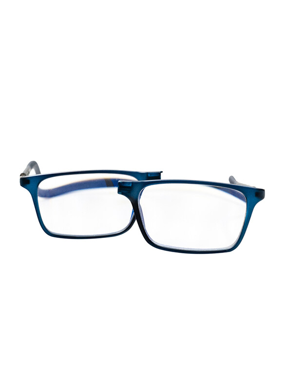 

Clicktec Full-Rim Rectangular Blue Magnetic Reading Folding Glasses with Blue Control Unisex, Transparent Lens