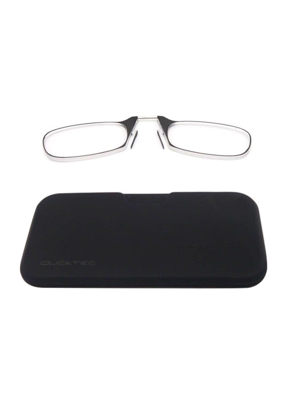 

Clicktec Full-Rim Round Black Reading Glasses Clip Unisex, Transparent Lens