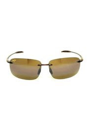 Maui Jim Polarized Rimless Rectangle Tortoise Sunglasses Unisex, Bronze Lens, MJ-H422, 63/13/127