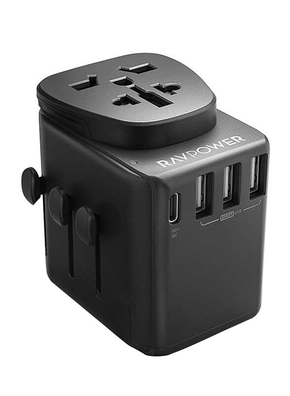 

Rav Power UK/US/AU Universal 4 Port Travel Wall Charger, Black