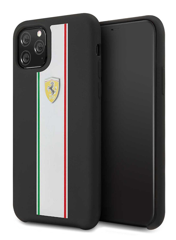 

Ferrari Apple iPhone 11 Pro On Track and Stripes Silicon Mobile Phone Case Cover, Black