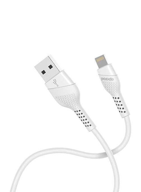 

Porodo 1.2-Meter PVC Lightning Cable, Fastest Charging USB A Male to Lightning for Apple Devices, White