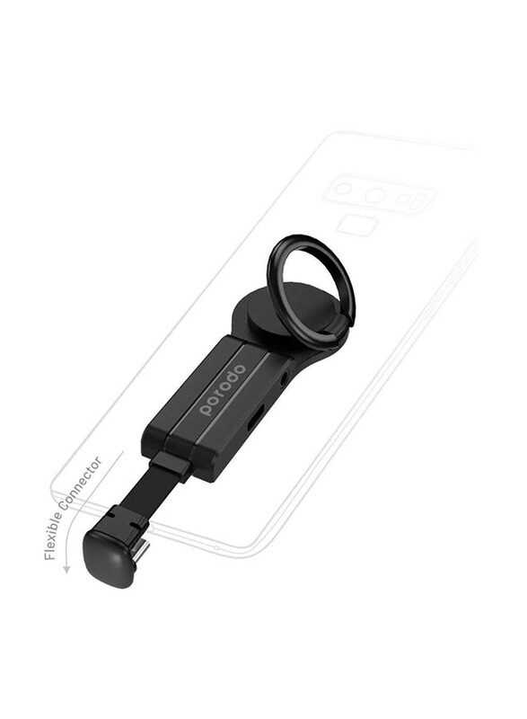 

Porodo USB Type-C/3.5mm Jack Adapter, with Finger Grip for All USB Type-C Devices, Black