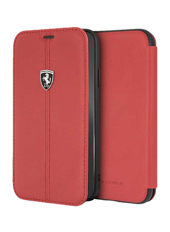 

Ferrari Apple iPhone XR Heritage Book Type Genuine Leather Back Case, Red