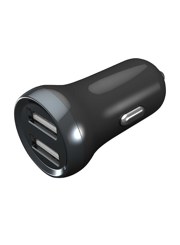 

Porodo Mini Car Charger, 2.4A with Dual Port, Black