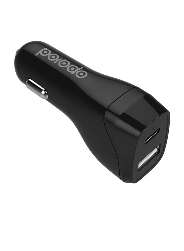 

Porodo Car Charger, CE Certified, Dual Port 30W/PD 18W, Black