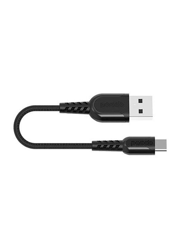 

Porodo 0.25-Meter Metal Braided USB Type-C Cable, USB A Male to USB Type-C, for All USB Type-C Devices, Black