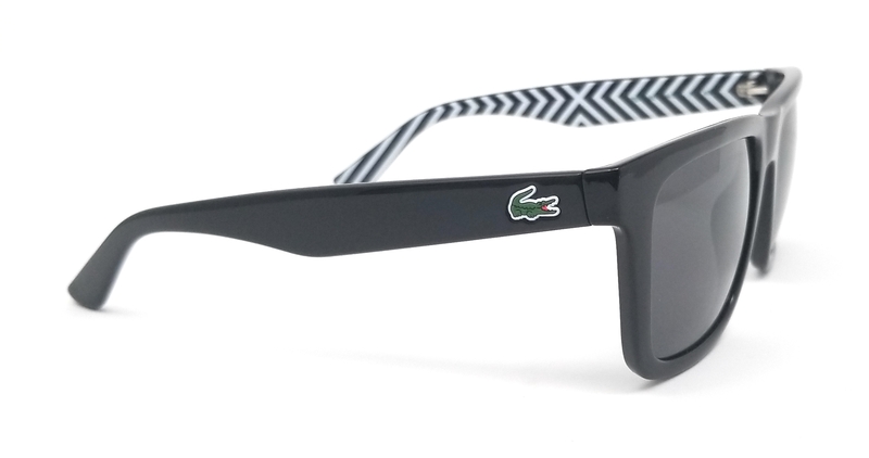 Lacoste Full-Rim Square Black Sunglasses for Men, Grey Lens, L750S (001), 54/19/140