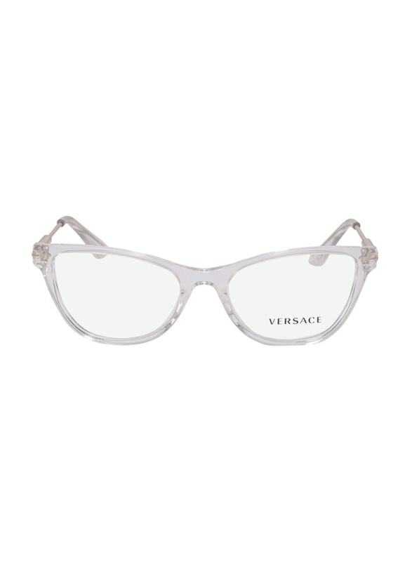 Versace Full-Rim Cat Eye Clear Eyewear for Women, Transparent Lens, 0VE3309 148