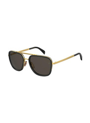 David Beckham Full-Rim Pilot Black/Gold Sunglasses for Men, Grey Lens, DB 7039/F/S 2M2, 59/20/145