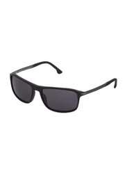 Police Polarized Full-Rim Rectangle Black Sunglasses Unisex, Black Lens, SPLC37 0C03