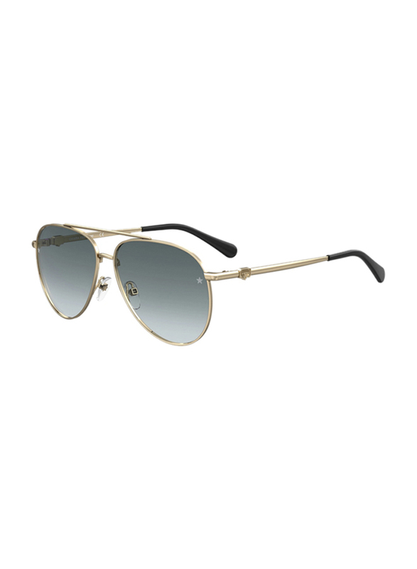 Chiara Ferragni Full-Rim Pilot Gold Sunglasses for Women, Grey Lens, CF1001/S RHL599O, 59/13/140