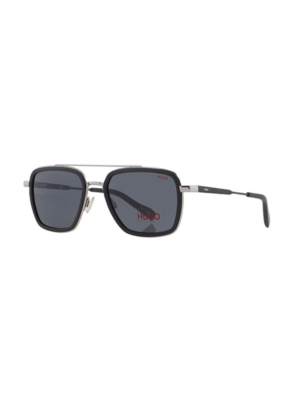 Hugo Boss Full-Rim Navigator Black Sunglasses for Men, Grey Lens, HG 0306/S 0003 IR, 53/20/140