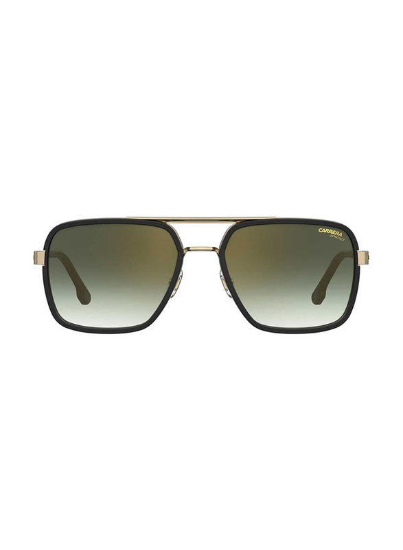 Carrera Full-Rim Rectangle Gold/Black Sunglasses for Men, Green Lens, CA256/S RHL58D6, 58/18/140