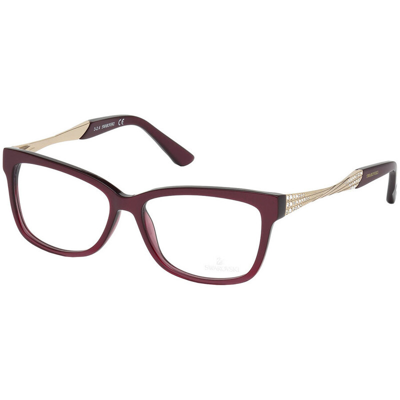 Swarovski Full-Rim Square Bordeaux/Gold Eyeglasses Frames for Women, Clear Lens, SK5145 071, 51/14/140