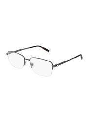 Mont Blanc Half-Rim Rectangle Ruthenium Eyeglass Frame for Men, Clear Lens, MB0028O 006, 58/16/140