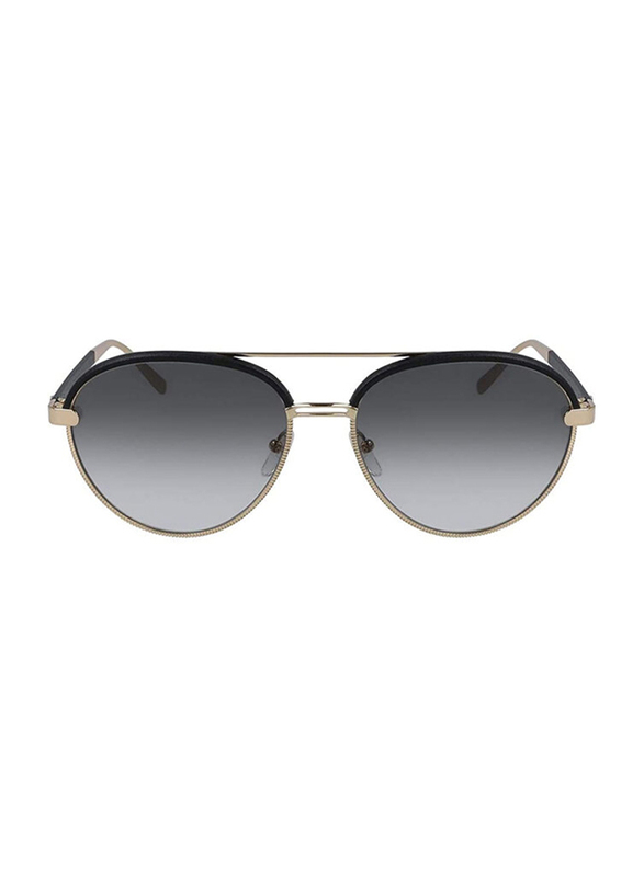 Salvatore Ferregamo Full-Rim Pilot Rose Gold Sunglasses for Women, Black Leather Lens, SF229SL 786, 59/17/145