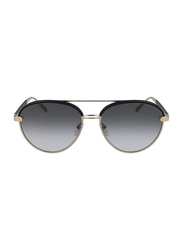 Salvatore Ferregamo Full-Rim Pilot Rose Gold Sunglasses for Women, Black Leather Lens, SF229SL 786, 59/17/145