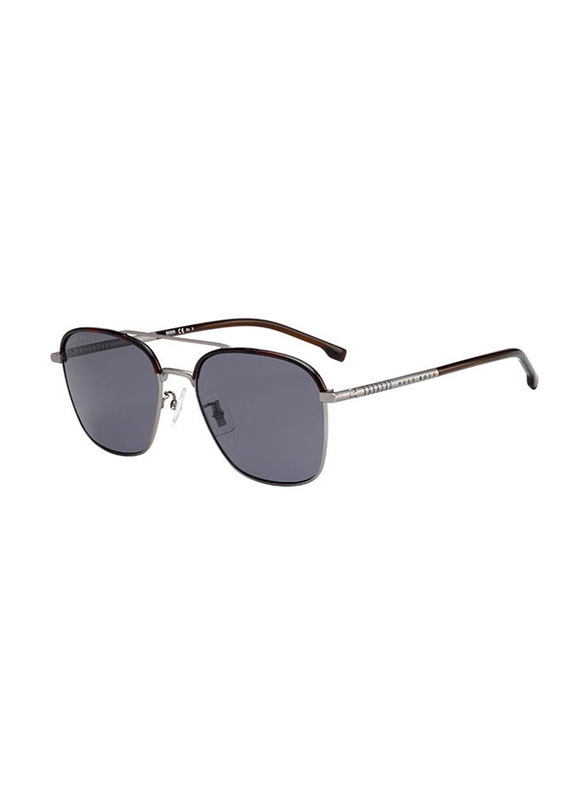 Hugo Boss Full-Rim Navigator Brown Sunglasses for Men, Grey Lens, BO1106/F/S R8158IR, 58/19/145