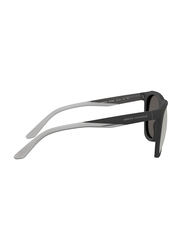 Armani Exchange Full-Rim Round Matte Black Sunglasses for Men, Silver Lens, AX4085SF-80786G, 56/20/145