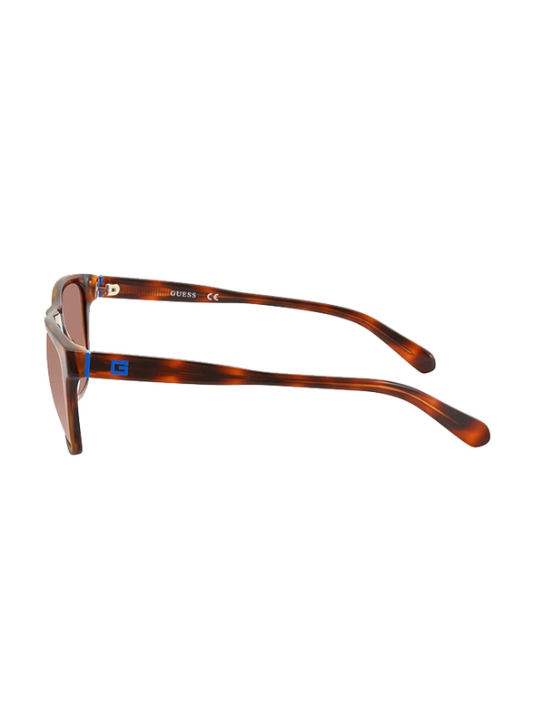 Guess Full-Rim Rectangle Havana Sunglasses for Men, Brown Lens, GU6887 62F, 55/19/145