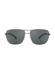 Emporio Armani Full-Rim Pilot Gunmetal Sunglasses for Men, Grey Lens, EA2033 313087, 64/15/130