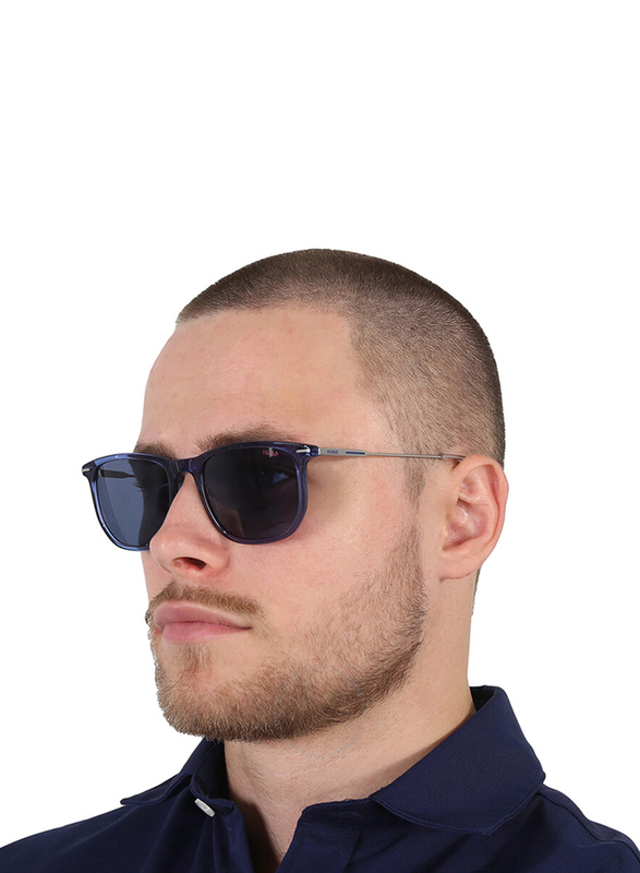 Hugo Boss Full-Rim Square Blue Sunglasses for Men, Blue Lens, HG 1204/S 0PJP 00, 54/20/145